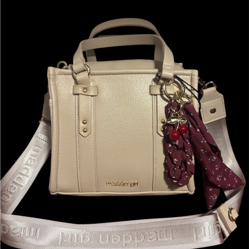 ❤️NEW LISTING NWT Madden Girl Mini Tote Cream Satchel with Gold Accents - Picture 2 of 5